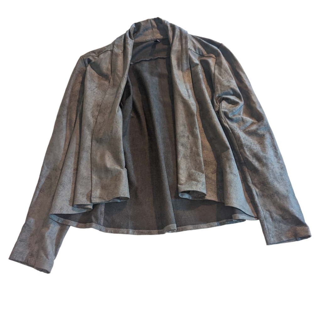 NYDJ Gray Faux Suede Cardigan